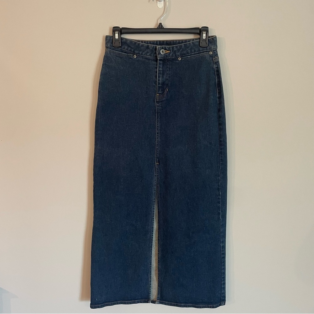 Gap Jean Denim Maxi Skirt Front Slit Size S